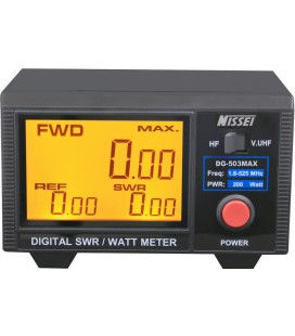 NISSEI DG-503 MAX MEDIDOR DIGITAL ROE/WATT PARA DMR (TDMA), SSB, AM, FM, CW, FDMA - DOBLE SENSOR: 1.6-60 y 125-525 MHz - 200