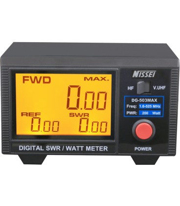 NISSEI DG-503 MAX MEDIDOR DIGITAL ROE/WATT PARA DMR (TDMA), SSB, AM, FM, CW, FDMA - DOBLE SENSOR: 1.6-60 y 125-525 MHz - 200W