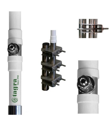 ANTENA HF-750 MARINA HF 1.4-30 MHZ TAGRA INCLUYE ABRAZADERAS  SIX-433