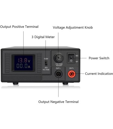 FUENTE DE ALIMENTACION CONMUTADA DWC30WIN PS30SWIV, PANTALLA DE CRISTAL LIQUIDO, 30A, 13,8 V, SALIDA AJUSTABLE 7,5 V-15,8 V